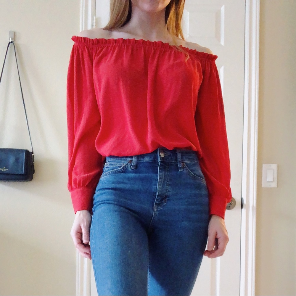 NWOT Red Off the Shoulder Top (Size S)